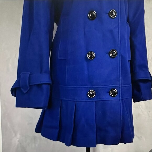 Y2K Blue Wool Worthington VTG Coat XL Corpcore Academia Classic 90 Pea-Coat BOHO - Picture 6 of 16